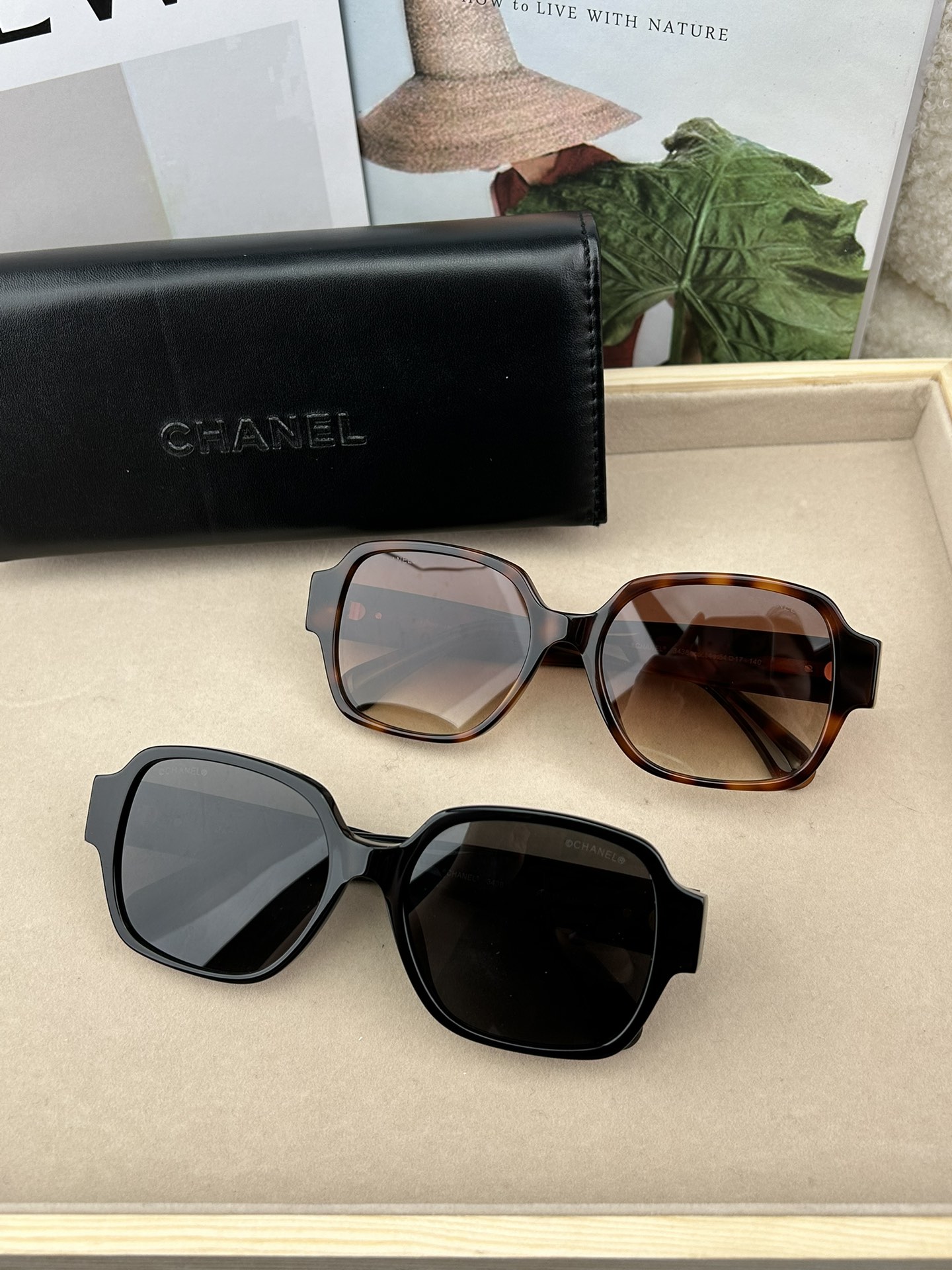 Chanel Classic Square-frame Sunglasses | Tortoiseshell Acetate & Heart Logo | Size 54-17-140