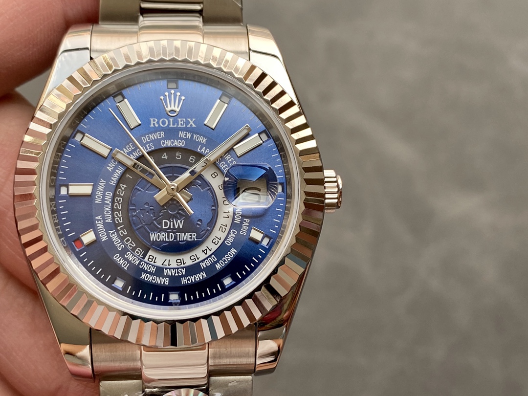Rolex Sky-dweller Diw Custom Edition, Diw Custom World Map Design (market-exclusive), 40mm X 12.5mm Premium 316l Stainless Steel, Anti-scratch Sapphire Glass
