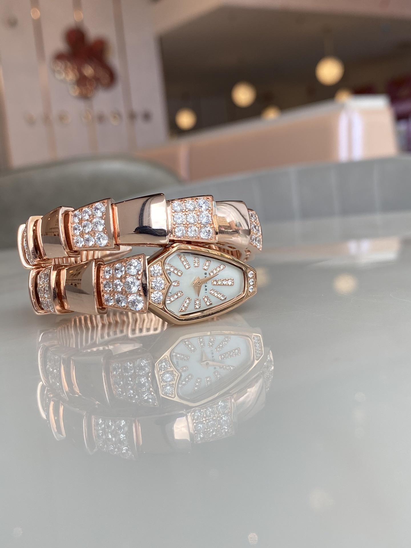 Bvlgari Serpenti 101787 Spw26wgd1gd1.1t, Mother-of-pearl Dial, Diamond Hour Markers, Sapphire Crystal, White Gold Case & Bracelet